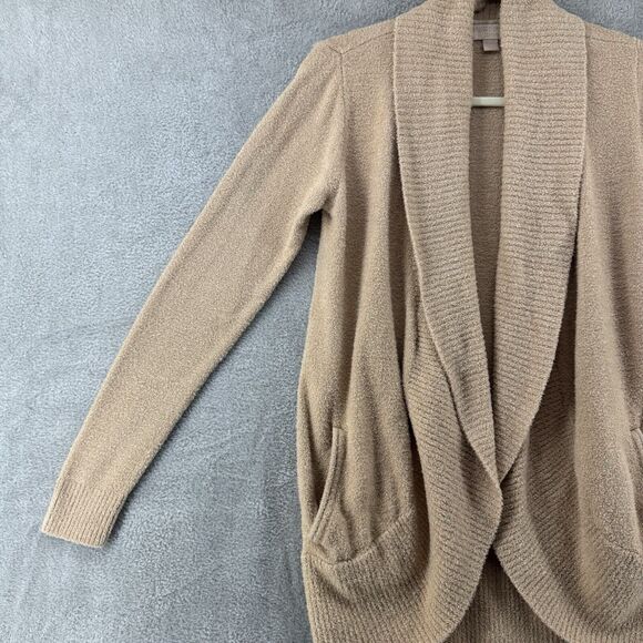 Barefoot Dreams Sweater Womens XS/S Beige Cardigan Open Front Stretch Pockets - Picture 5 of 14